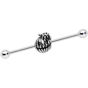 14 Gauge Spooky Smiling Jack O Lantern Industrial Barbell 38mm