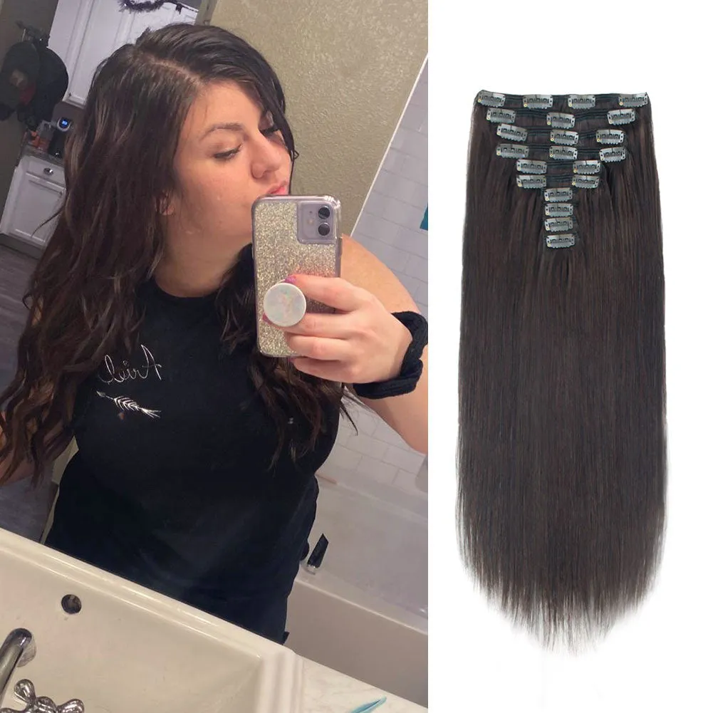 160g Dark Brown 2# Clip In Hair Extensions 20"