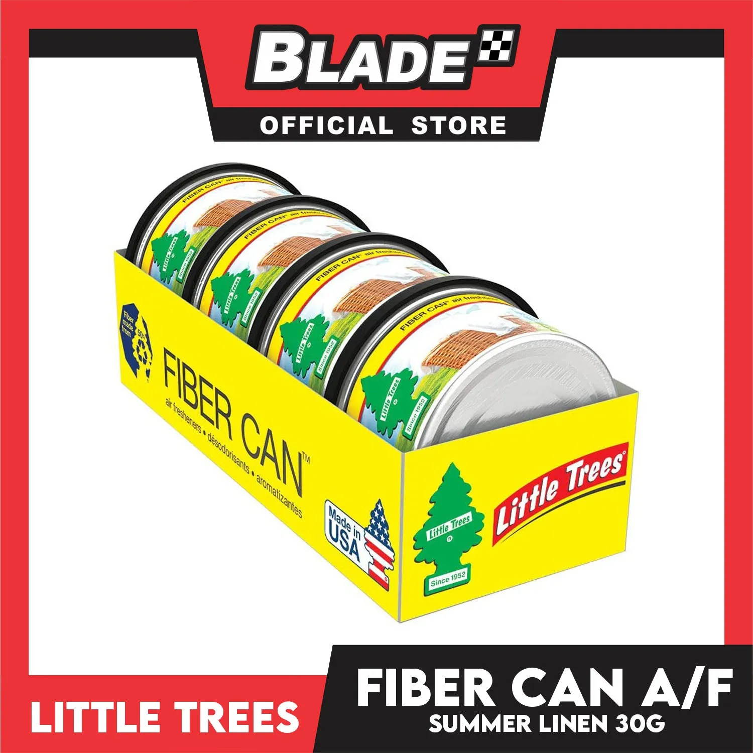 4pcs Little Trees Fiber Can Air Freshener 30g (Summer Linen) A Long-Lasting Scent for your Car and Home