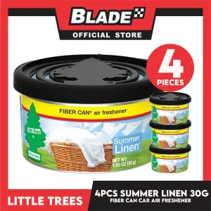 4pcs Little Trees Fiber Can Air Freshener 30g (Summer Linen) A Long-Lasting Scent for your Car and Home