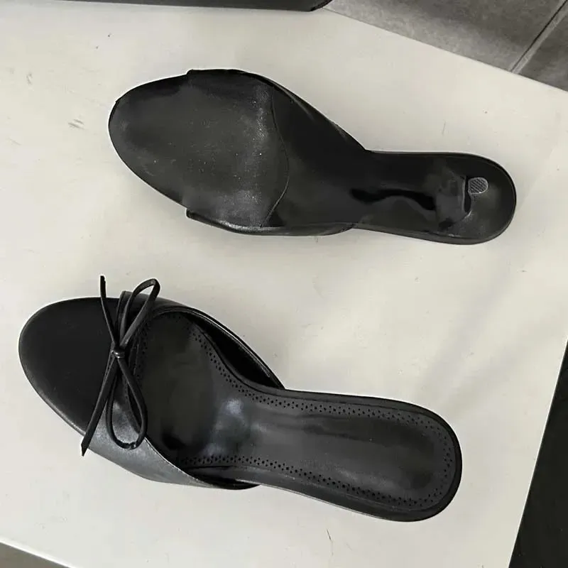 ADVBRIDGE  -  New Arrivals Summer Pink Butterfly-knot Woman Slippers Elegance Stripper Thin Low Heels Ladies Mules Slides Shoes