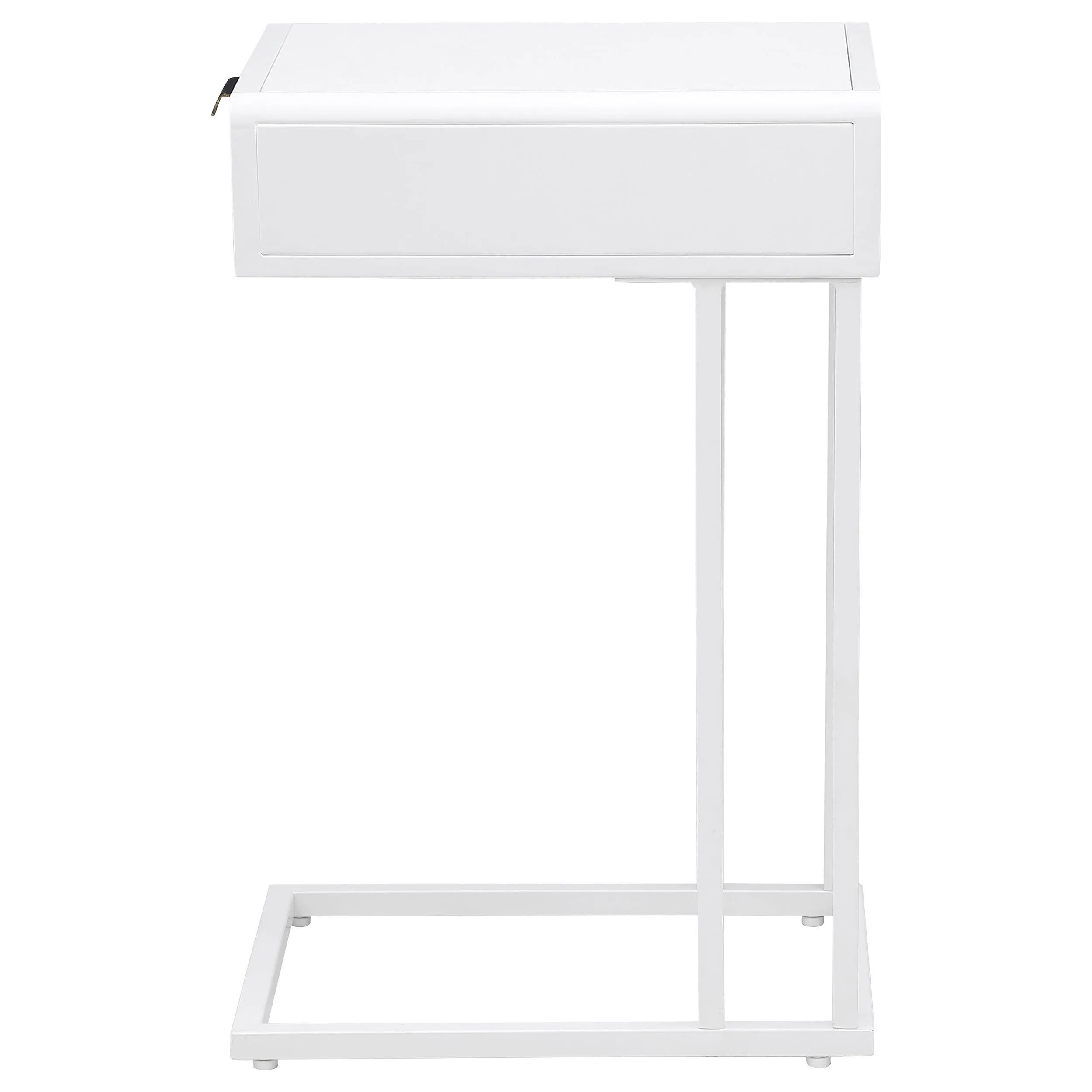 Amherst 1-drawer Radio Weave Cane Metal Side Table White