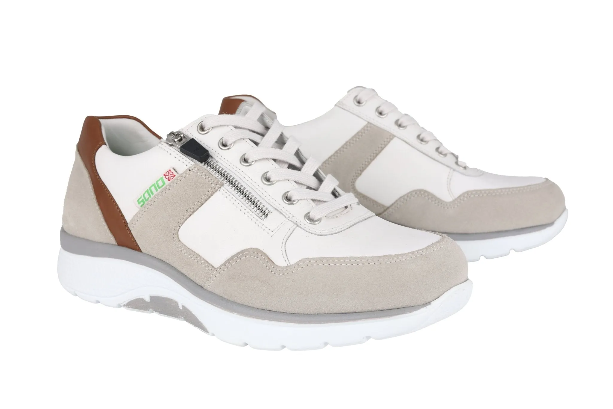 'Amory' men's wide fit (H} walking rolling sneaker - grey white