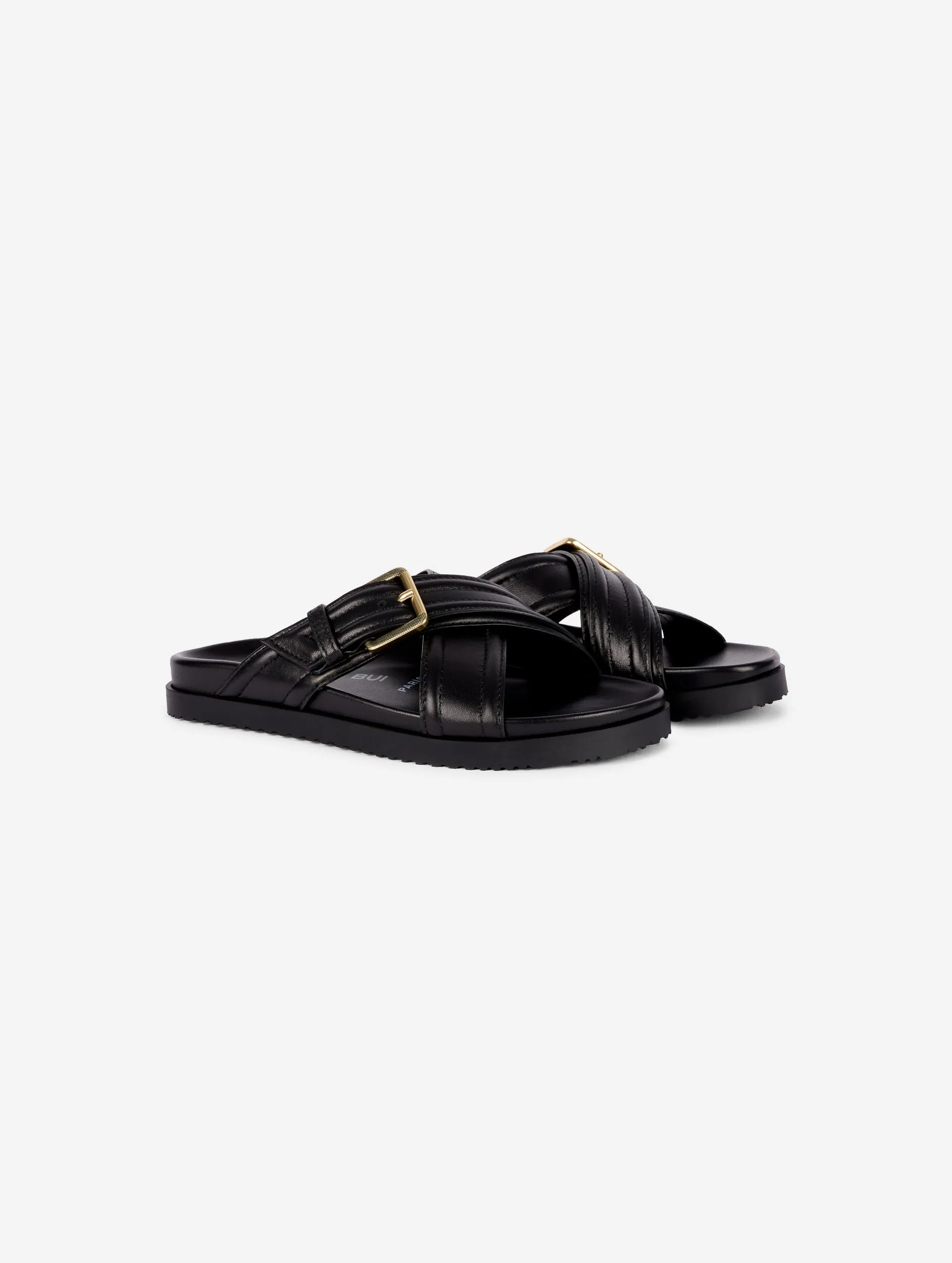 Anatomic mules in black leather