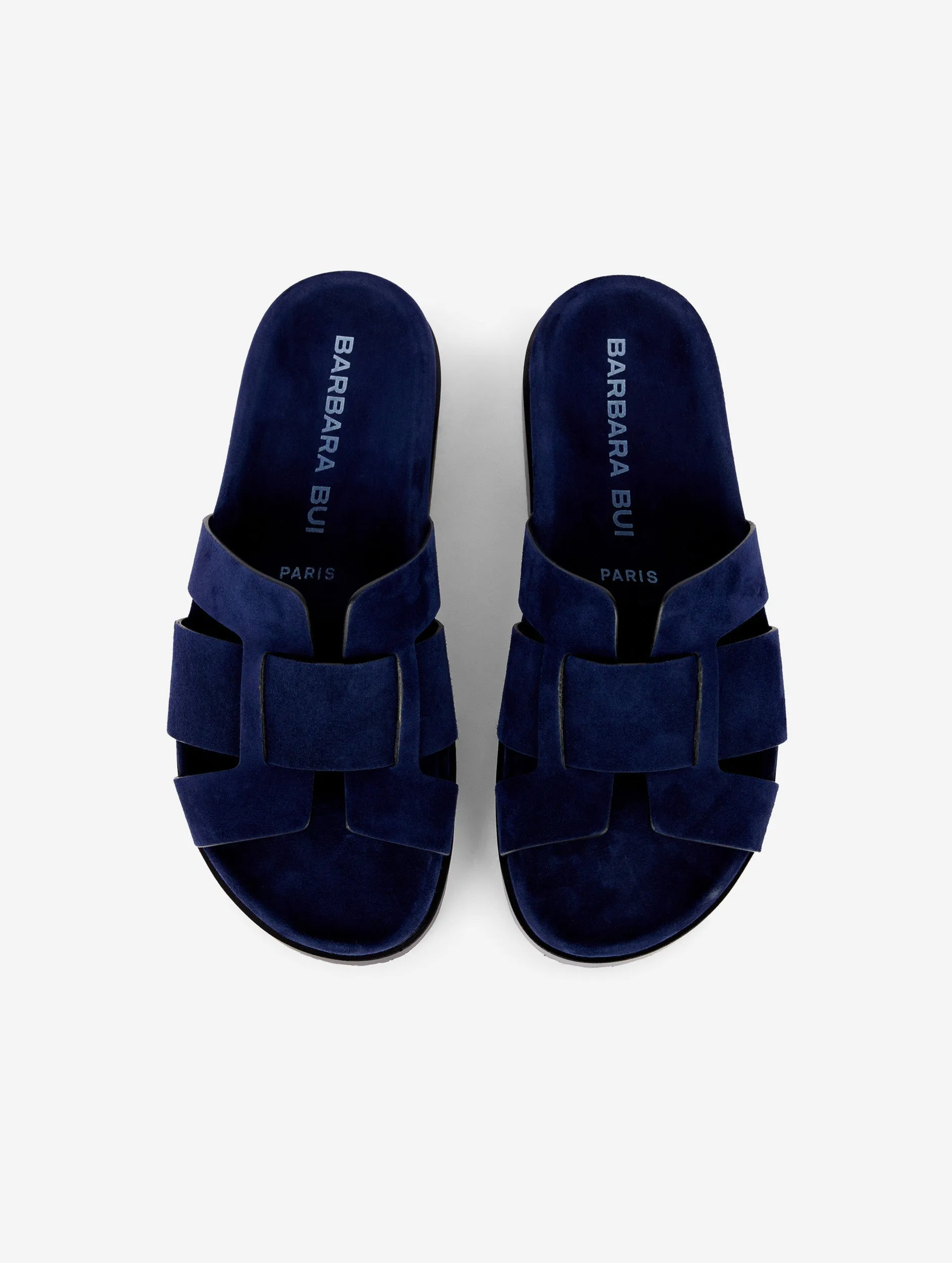 Anatomic mules in navy suede