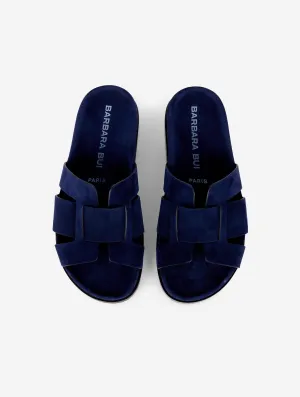 Anatomic mules in navy suede