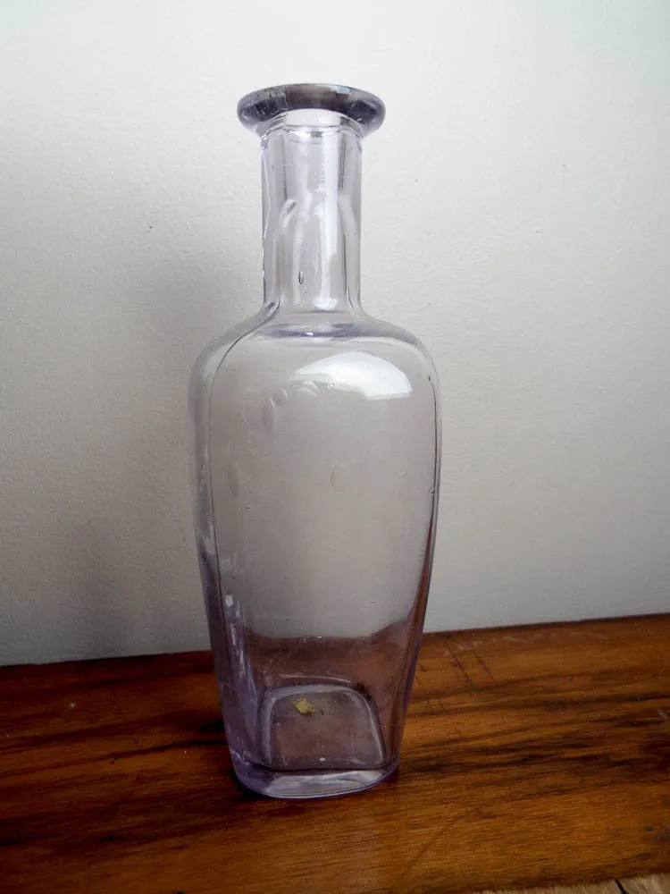 Antique c 1907 Sage Brush Hair Tonic Wood Box & 12 Amethyst Bottles