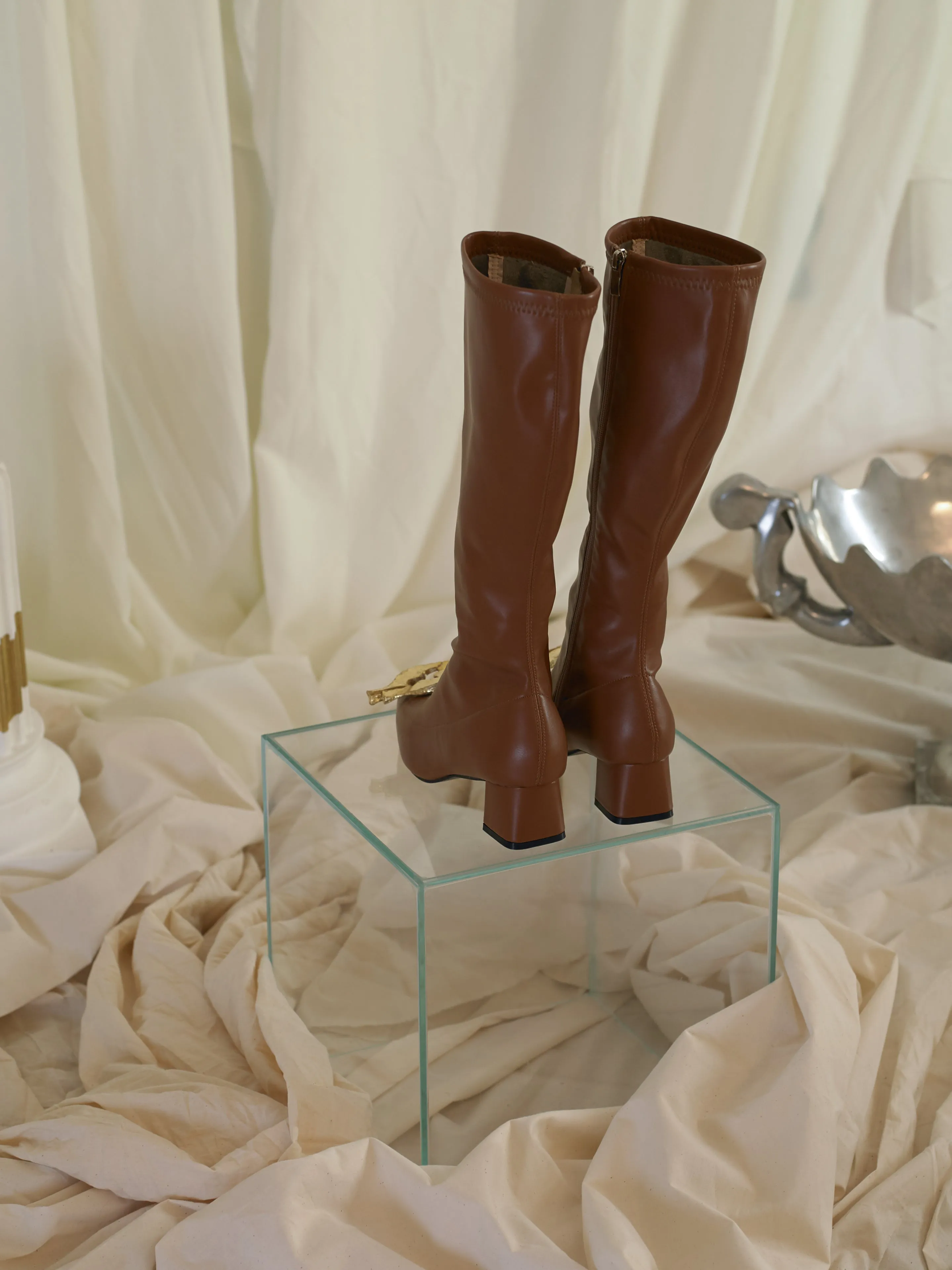Artisanal Cana Low-Heeled Boots - Marron/Gold