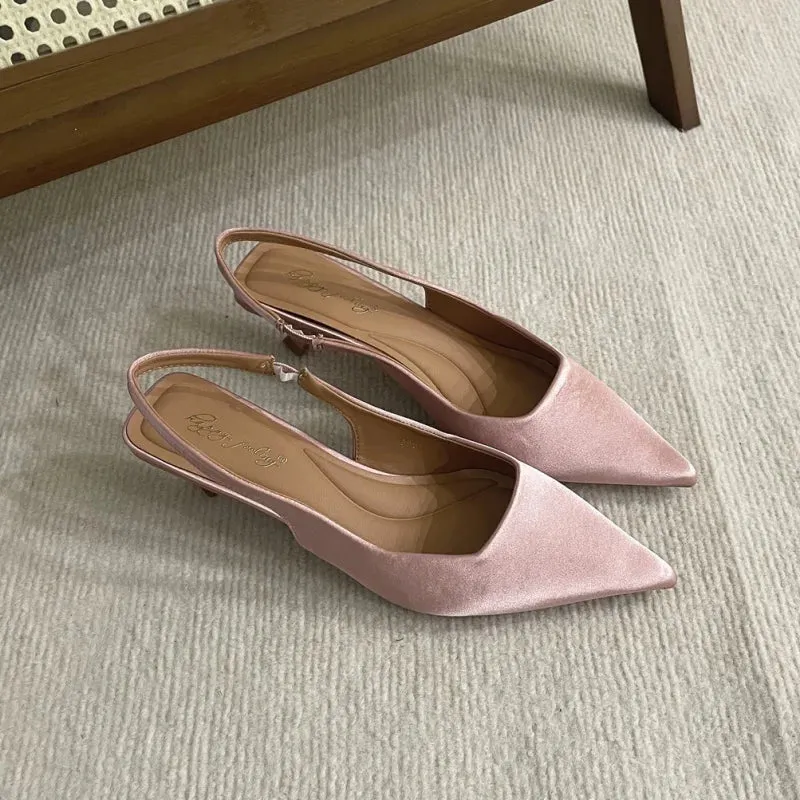 Bailamos Women Sandals Pointed Toe Elegant Low-heel Shoes Summer Fashion Slingback Woman Mules Shoes Pumps Dress Shoes