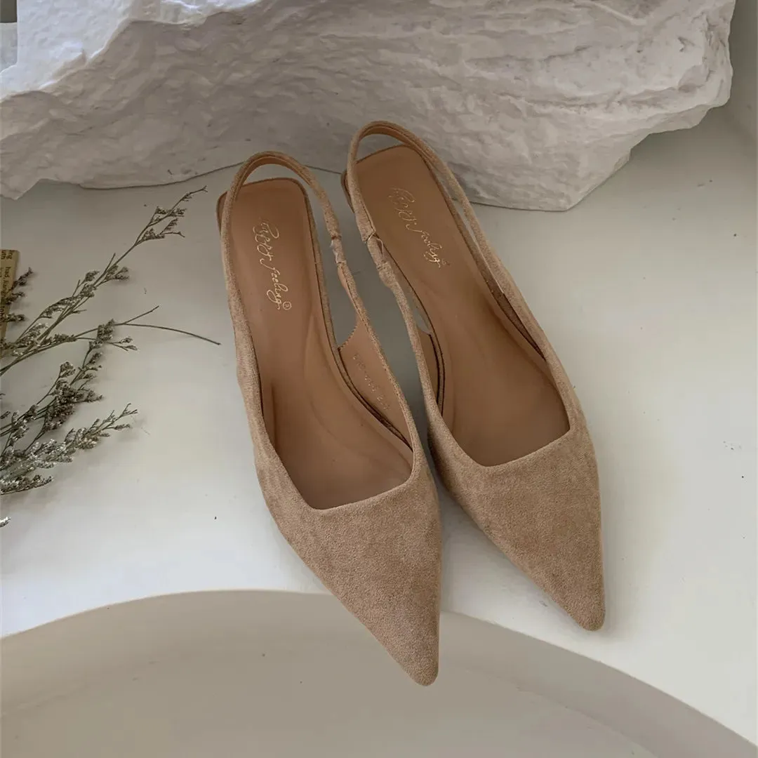 Bailamos Women Sandals Pointed Toe Elegant Low-heel Shoes Summer Fashion Slingback Woman Mules Shoes Pumps Dress Shoes