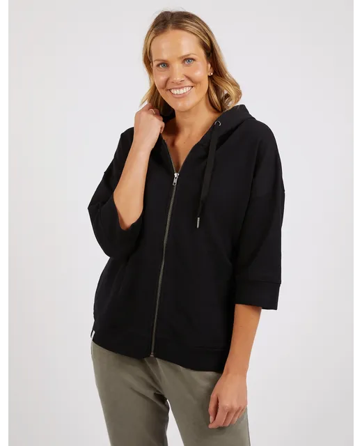 Beachy Zip Hoodie - Black