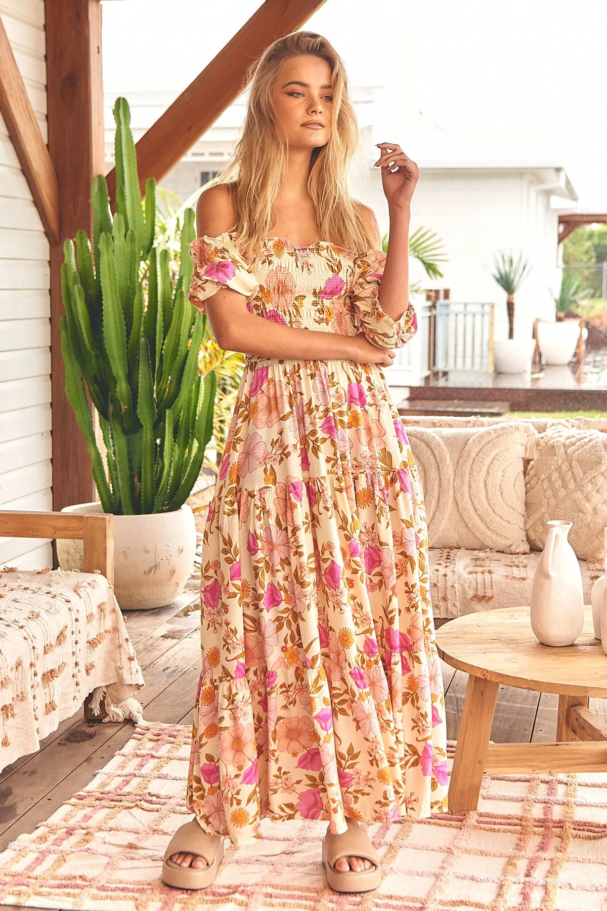 Beautiful Escape Print Claudette Maxi Dress