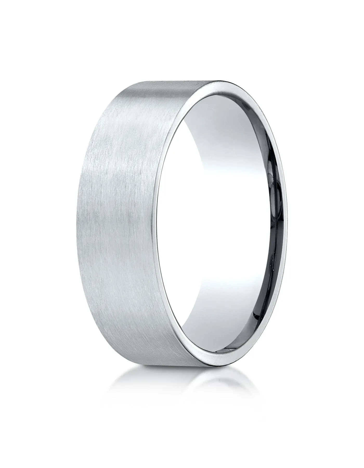 Benchmark 10k White Gold 7mm Comfort-Fit Satin-Finished Carved Design Band, (Sizes 4-15)