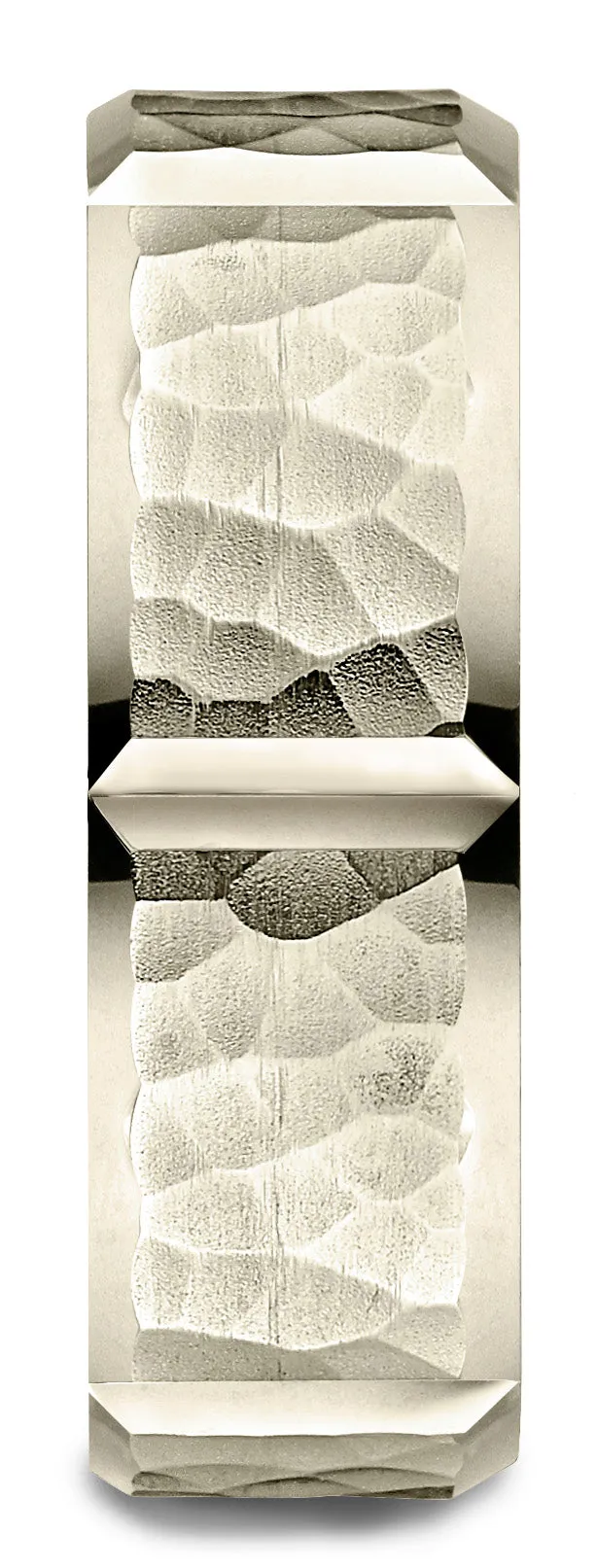 Benchmark 10k Yellow Gold 7mm Comfort-Fit Hammered Finish Grooved Carved Design Band, (Sizes 4-15)