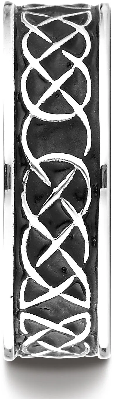 Benchmark Cobaltchrome 7mm Comfort-Fit Celtic Knot Wedding Band Ring, (Sizes 6 - 14)