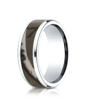 Benchmark Cobaltchrome 8mm Comfort-Fit Wedding Band Ring with Hunting Camo Inlay, (Sizes 6 - 14)