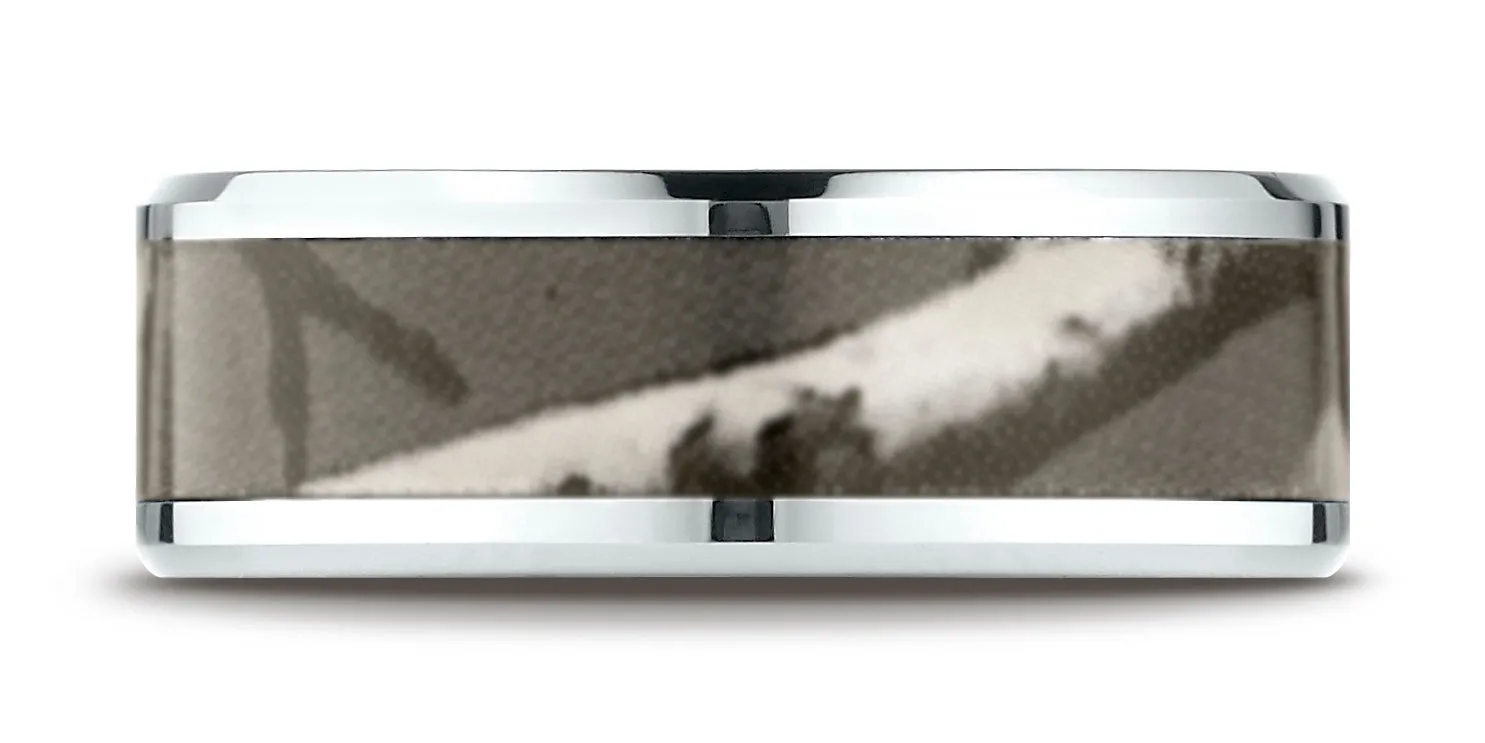 Benchmark Cobaltchrome 8mm Comfort-Fit Wedding Band Ring with Hunting Camo Inlay, (Sizes 6 - 14)