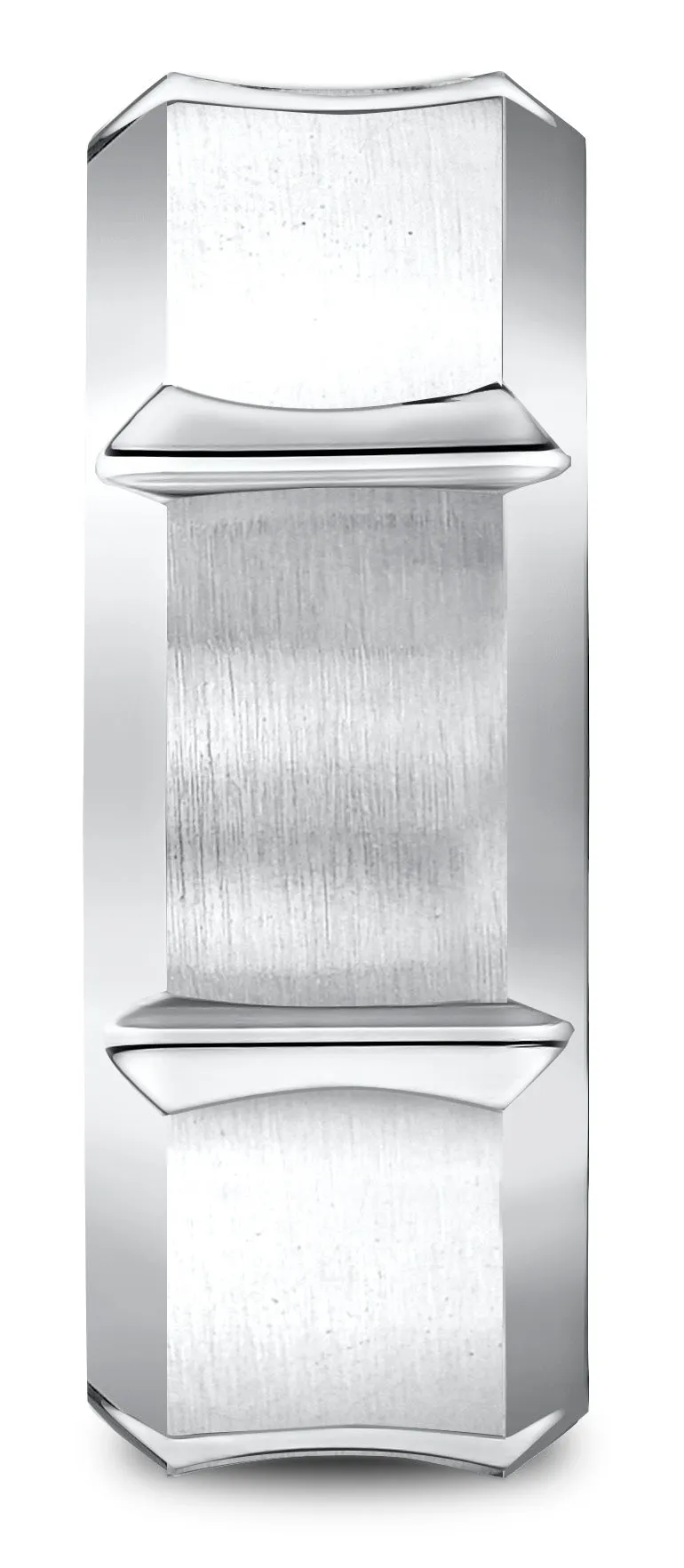 Benchmark Cobaltchrome 9mm Comfort-Fit Beveled Edge Horizontal Cut Concave Satin Center Design Ring,(6-14)
