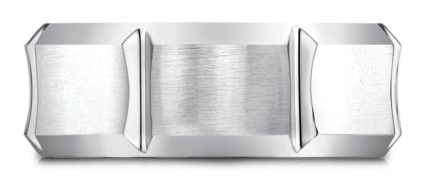 Benchmark Cobaltchrome 9mm Comfort-Fit Beveled Edge Horizontal Cut Concave Satin Center Design Ring,(6-14)