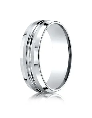 Benchmark Palladium 7mm Comfort-Fit Satin-Finished w/ High Polished Cut Carved Design Band, (Sizes 4-15)