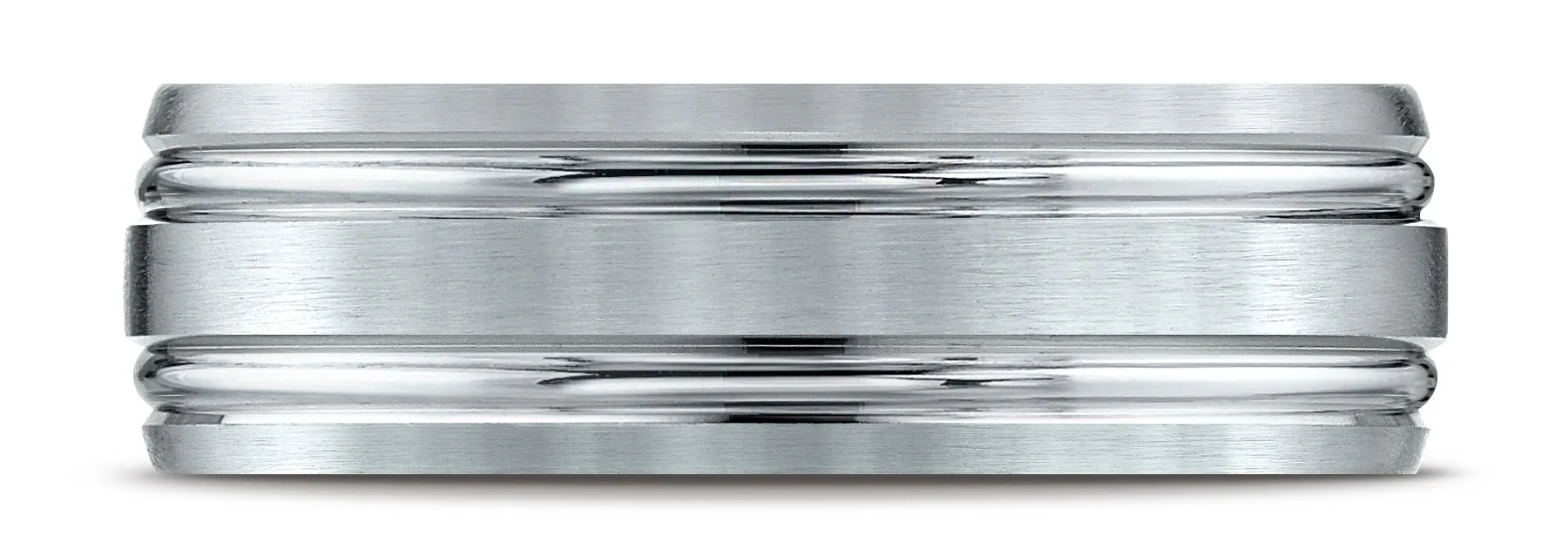 Benchmark Palladium 7mm Comfort-Fit Satin-Finished with Parallel Grooves Carved Design Band (Sizes 4-15)