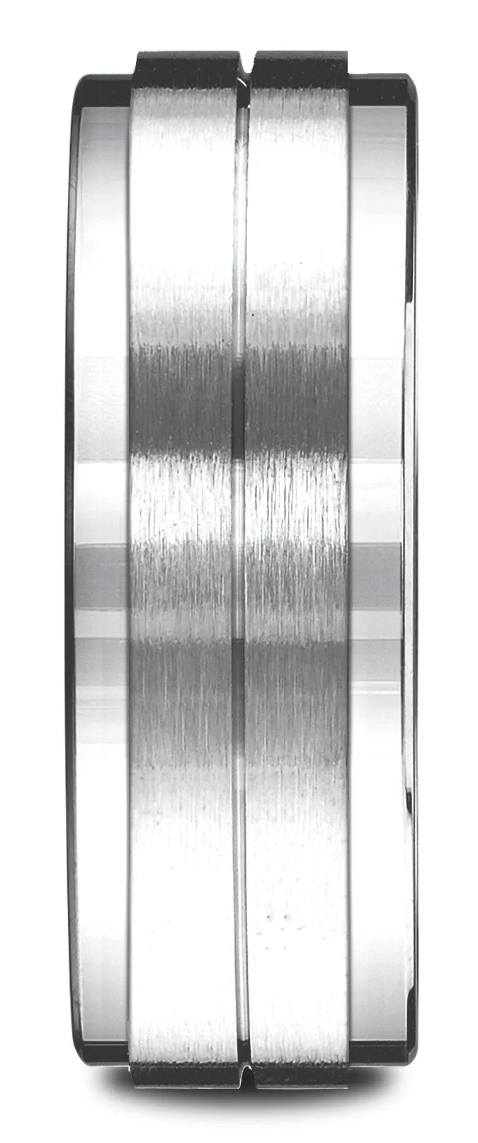 Benchmark Palladium 8mm Comfort-Fit Drop Bevel Satin Center Design Band, (Sizes 4-15)