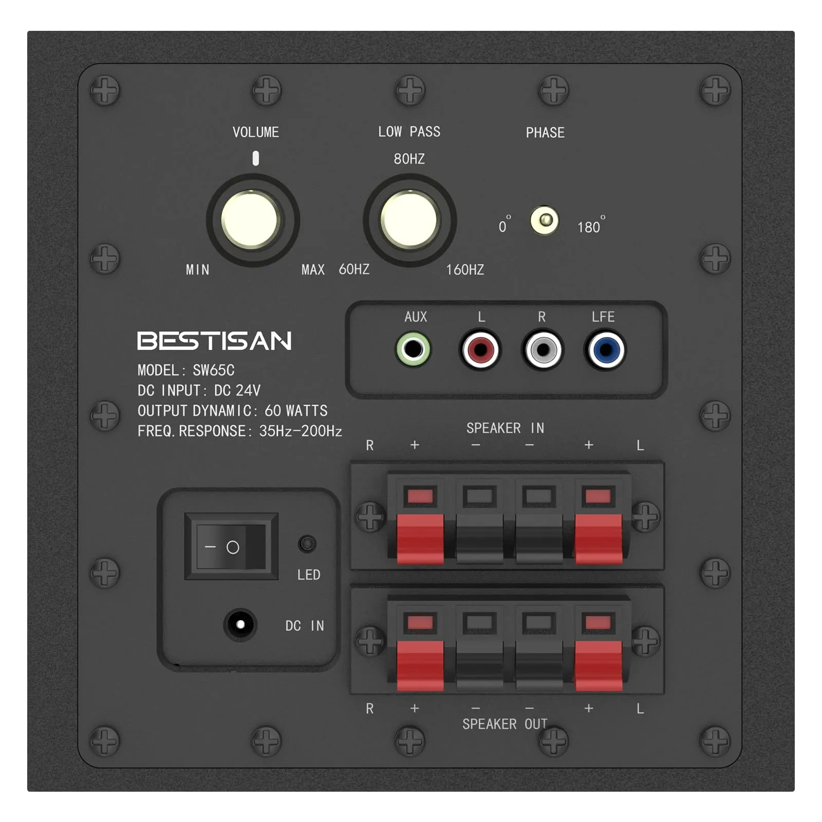 BESTISAN 6.5’’ Subwoofer, Powered Home Audio Sub woofer with Deep Bass in Compact Design, for Studio and Home Theater, Black,SW65C