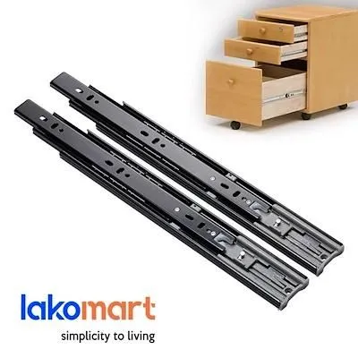 BLACK Ball Bearing Soft Closing Drawer Slide - Home Decor DIY  Full Extention - 14 Inch