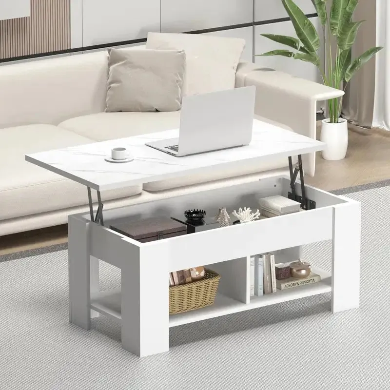 Black Extendable Coffee Table with Hidden Storage
