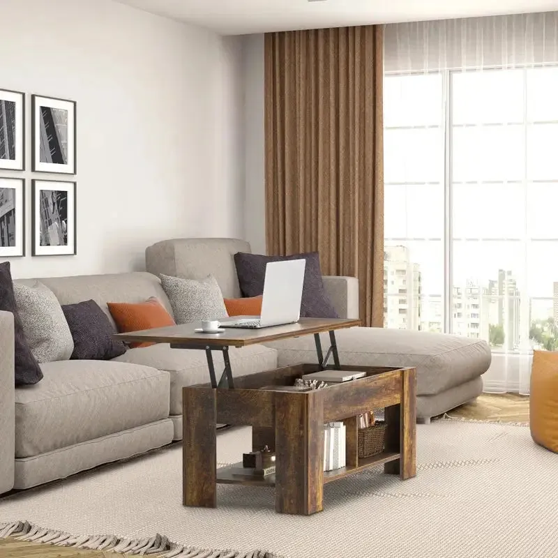 Black Extendable Coffee Table with Hidden Storage