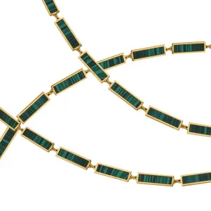 BOHEME LA BELLE MALACHITE INLAY GOLD CHAIN rts
