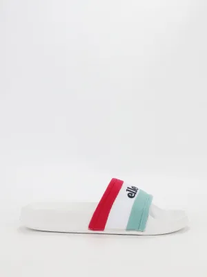 Borgaro White Logo Stripe Slides