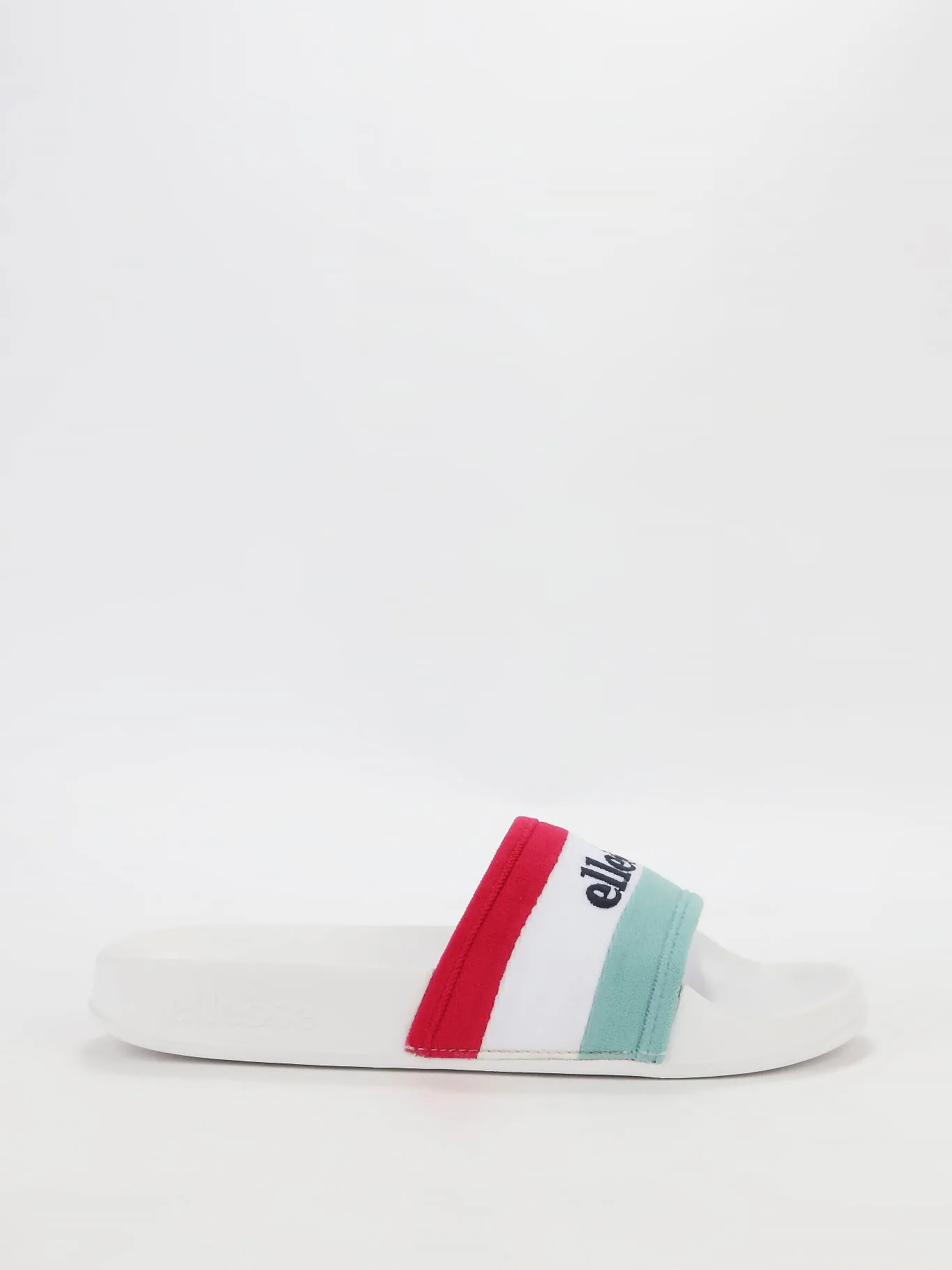 Borgaro White Logo Stripe Slides