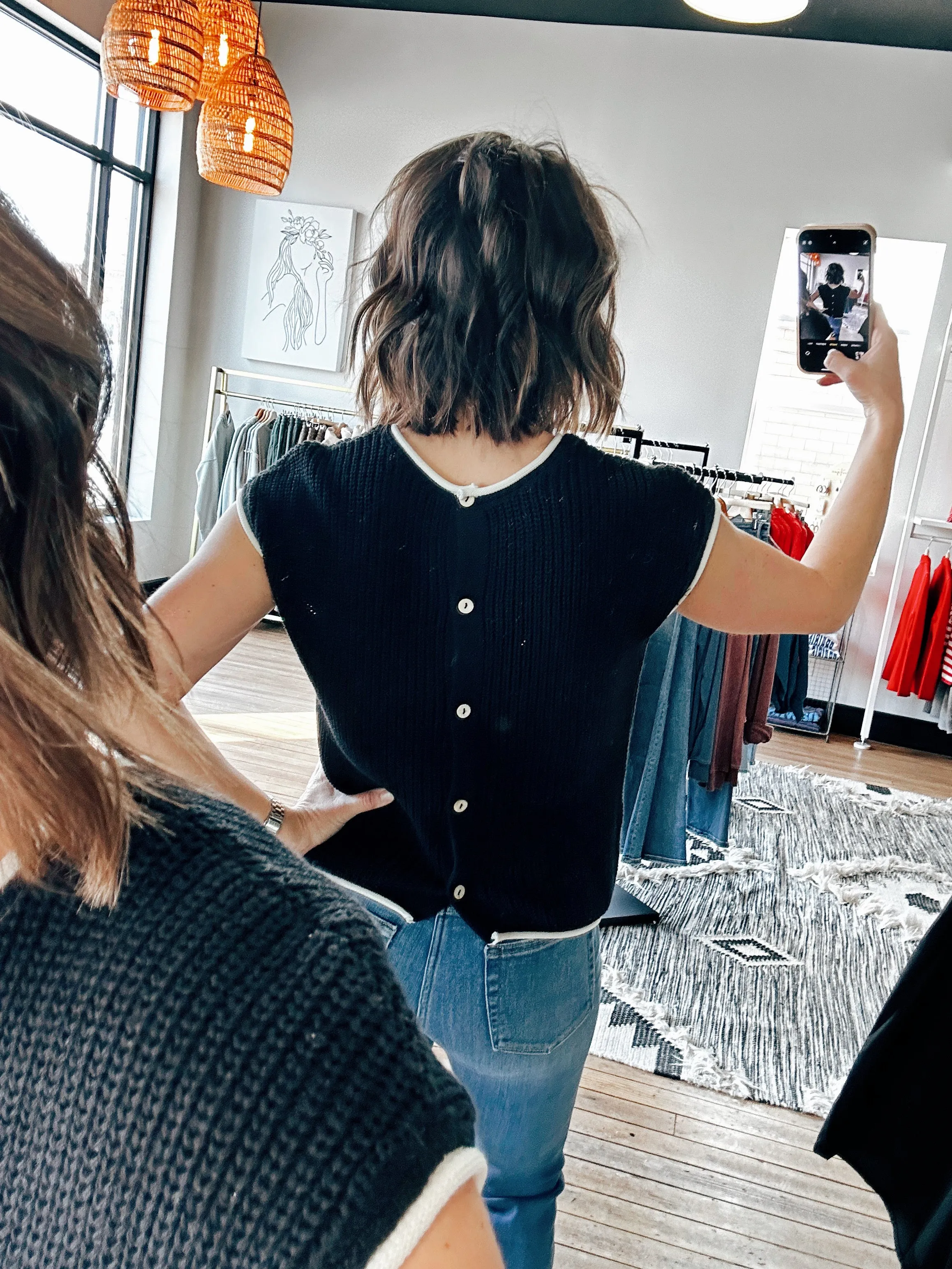 Button Back Detail Sweater Top