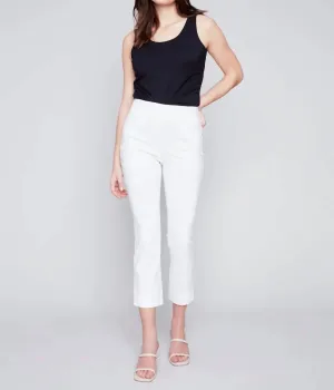 Capri Pants With Slit In White