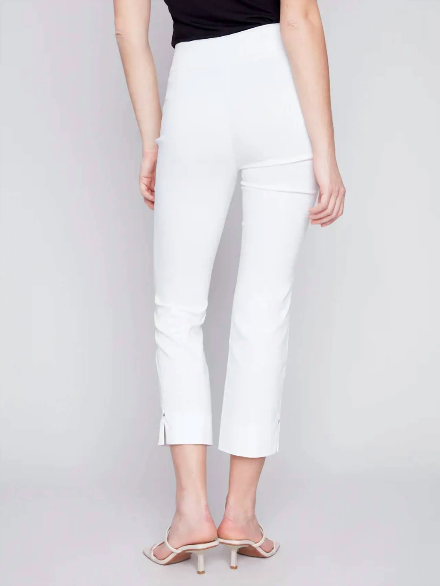 Capri Pants With Slit In White