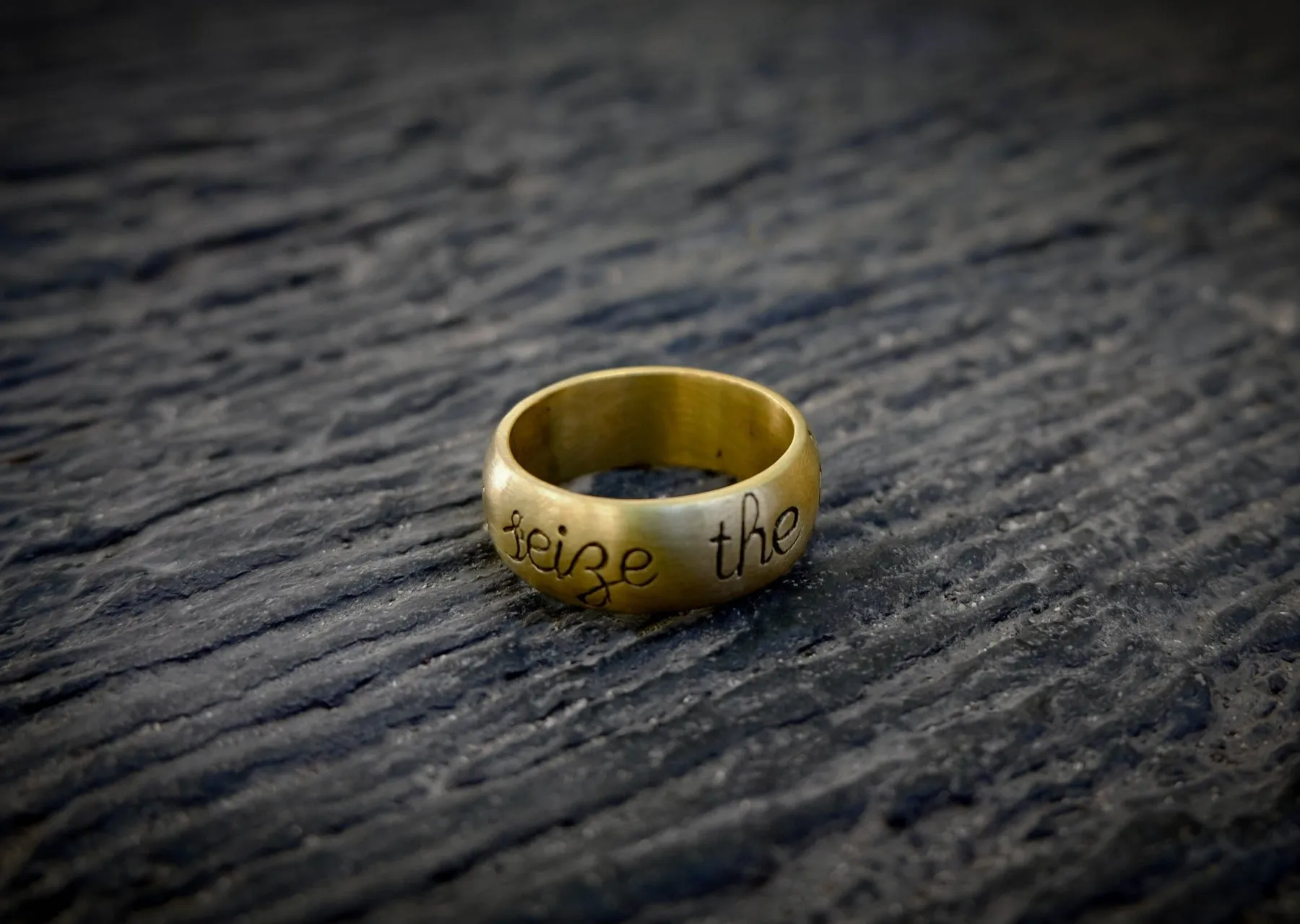 Carpe Diem Large Brass Ring