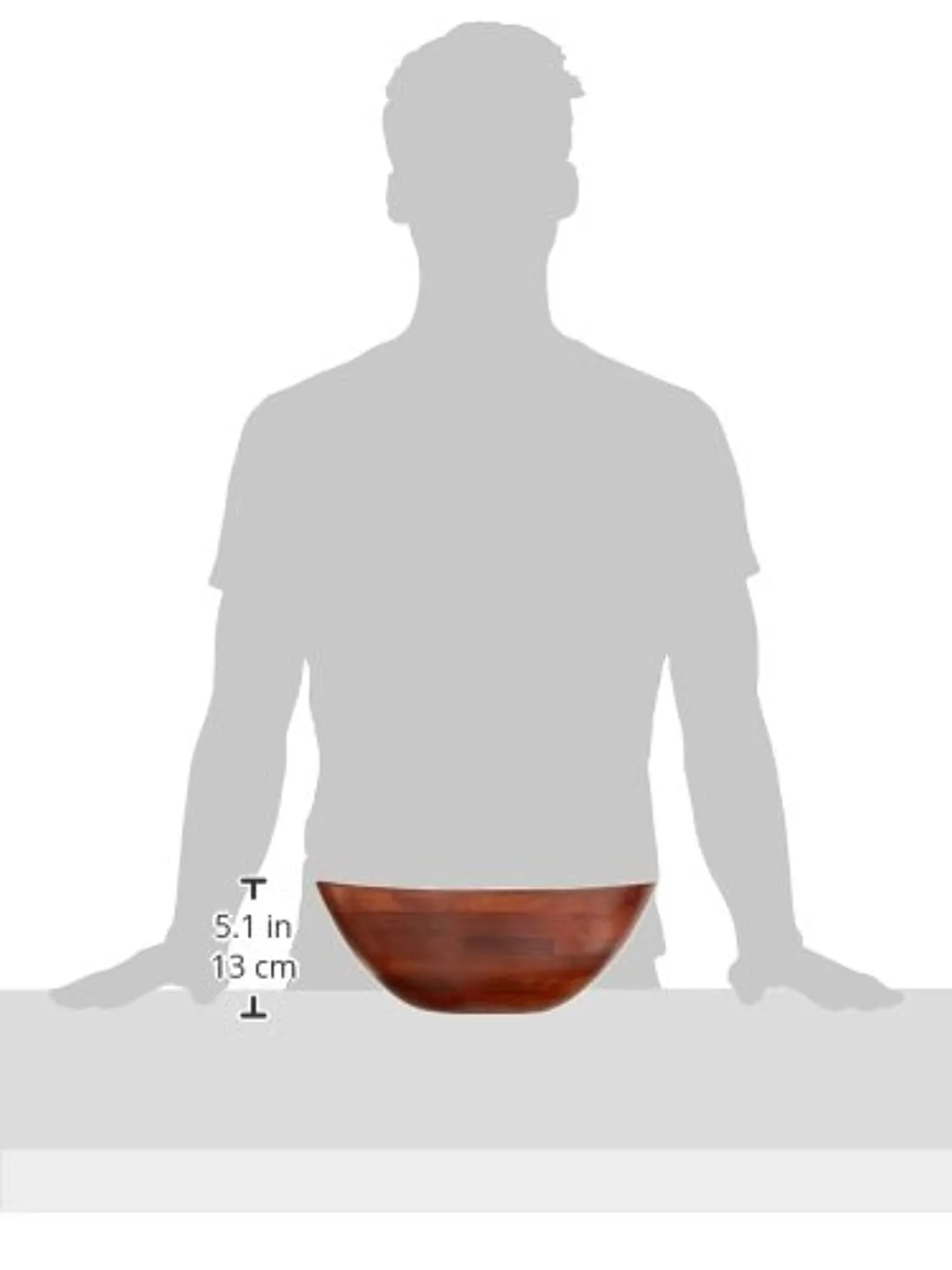 Cherry Finished Wavy Rim Serving Bowl with 2 Salad Hands, Large, 13" x 12.5" x 5", 3-Piece Set