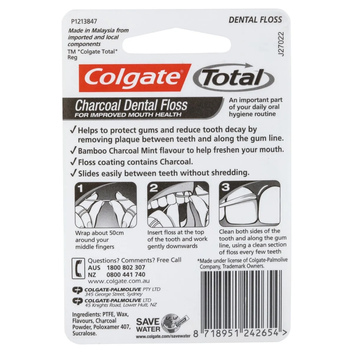 Colgate Total Charcoal Oral Care Dental Floss 25m