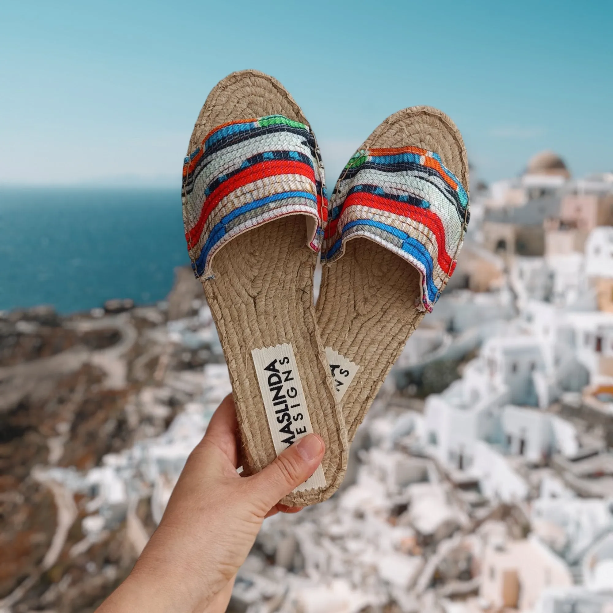 Colorful Espadrilles Slides - Kilim Print
