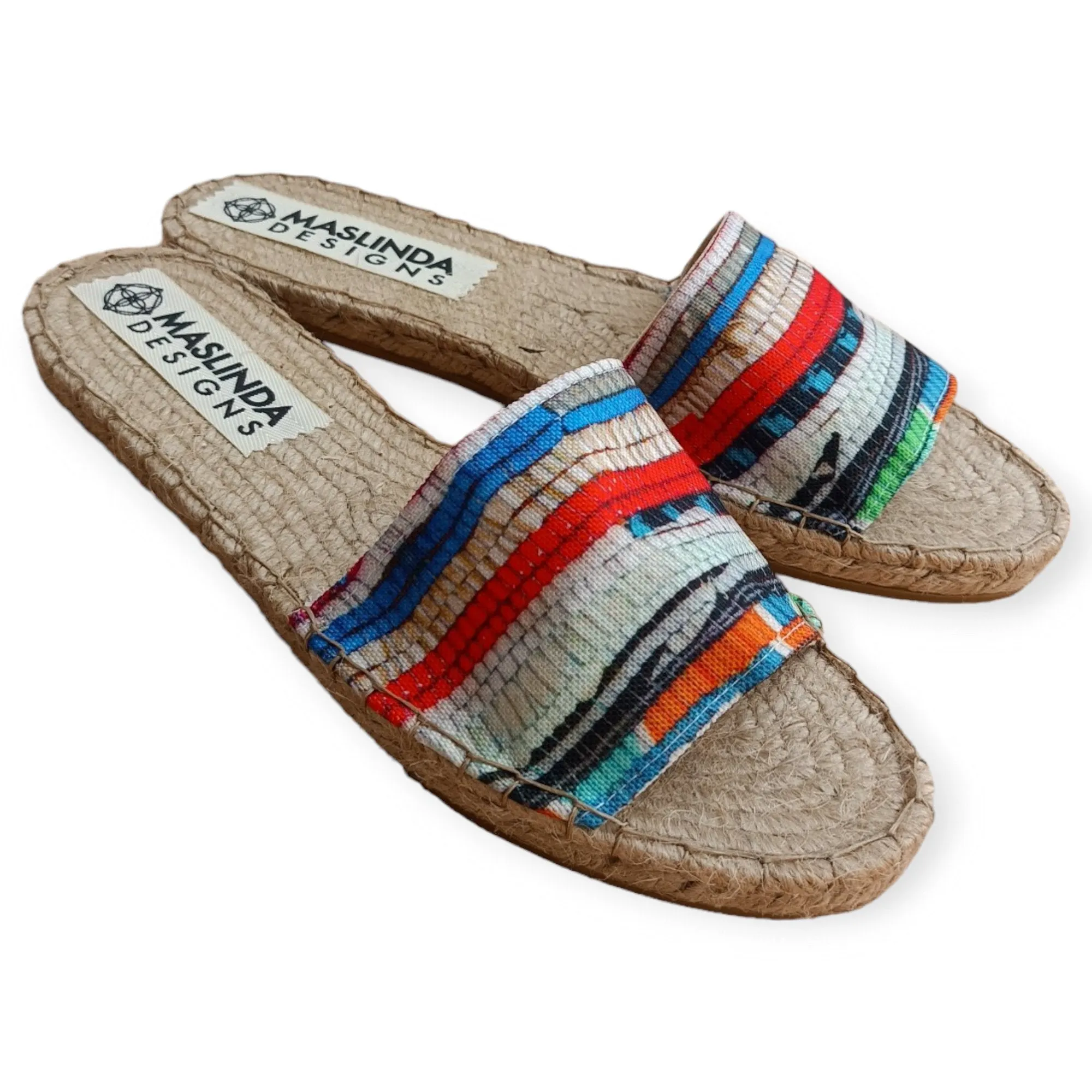 Colorful Espadrilles Slides - Kilim Print