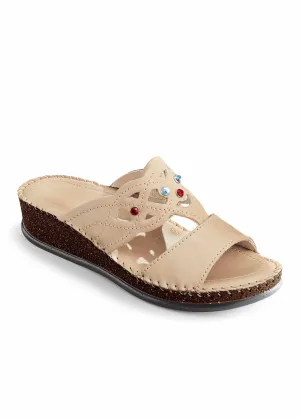 Comfort wide leather mules