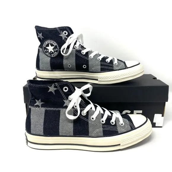 CONVERSE Men's AdVulc Chuck 70 High Top Stars Stripes Black Canvas Size 167709C