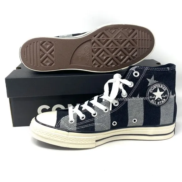 CONVERSE Men's AdVulc Chuck 70 High Top Stars Stripes Black Canvas Size 167709C