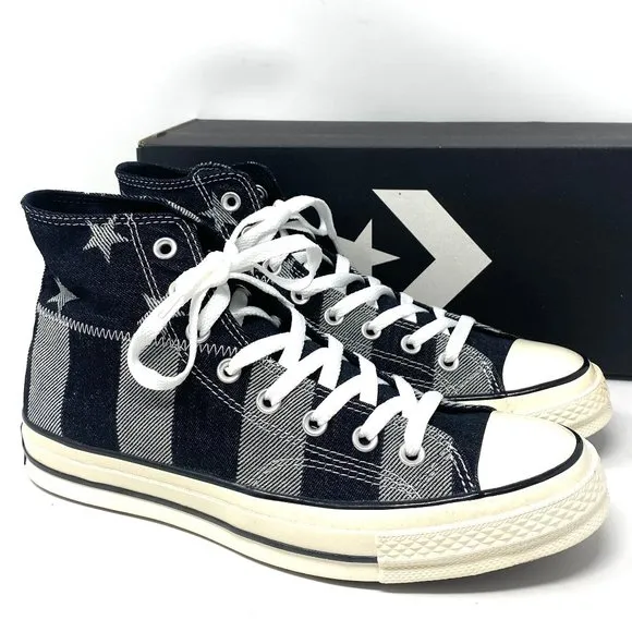 CONVERSE Men's AdVulc Chuck 70 High Top Stars Stripes Black Canvas Size 167709C