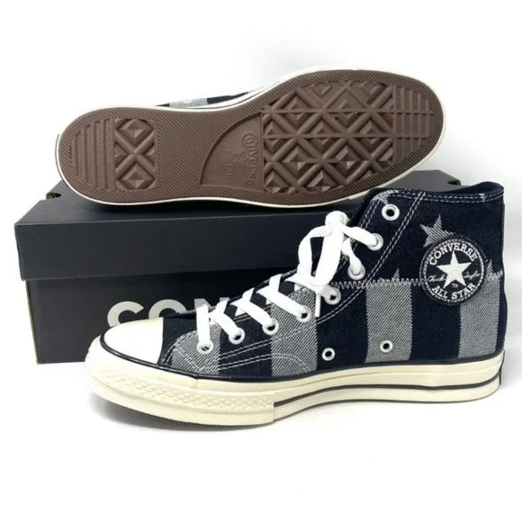 CONVERSE Men's AdVulc Chuck 70 High Top Stars Stripes Black Canvas Size 167709C