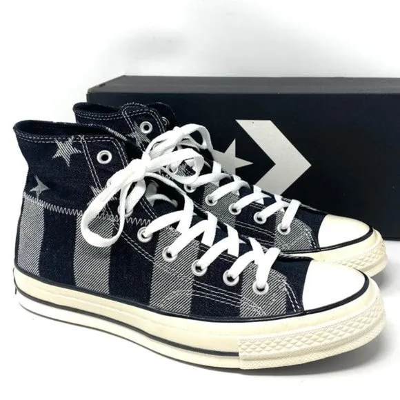 CONVERSE Men's AdVulc Chuck 70 High Top Stars Stripes Black Canvas Size 167709C