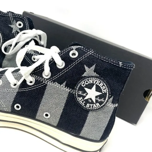 CONVERSE Men's AdVulc Chuck 70 High Top Stars Stripes Black Canvas Size 167709C