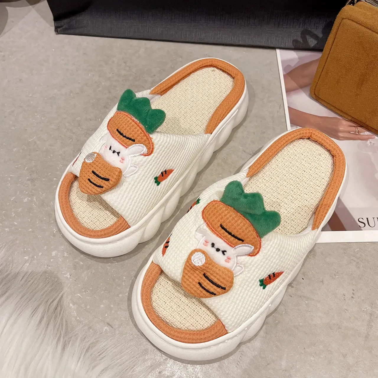 Cotton Linen Slippers Women