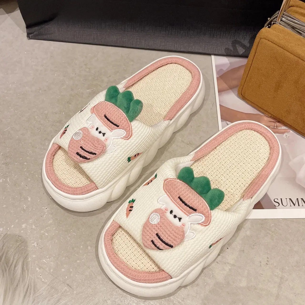 Cotton Linen Slippers Women